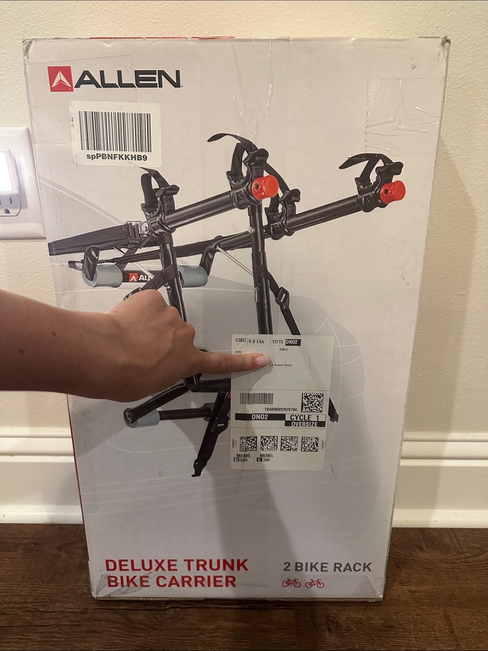 Deluxe Trunk Bike Carrier — Black with Red Accents